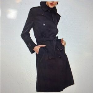 Norma Kamali Double Breasted Belted Rain Trench Coat Women’s Medium Black